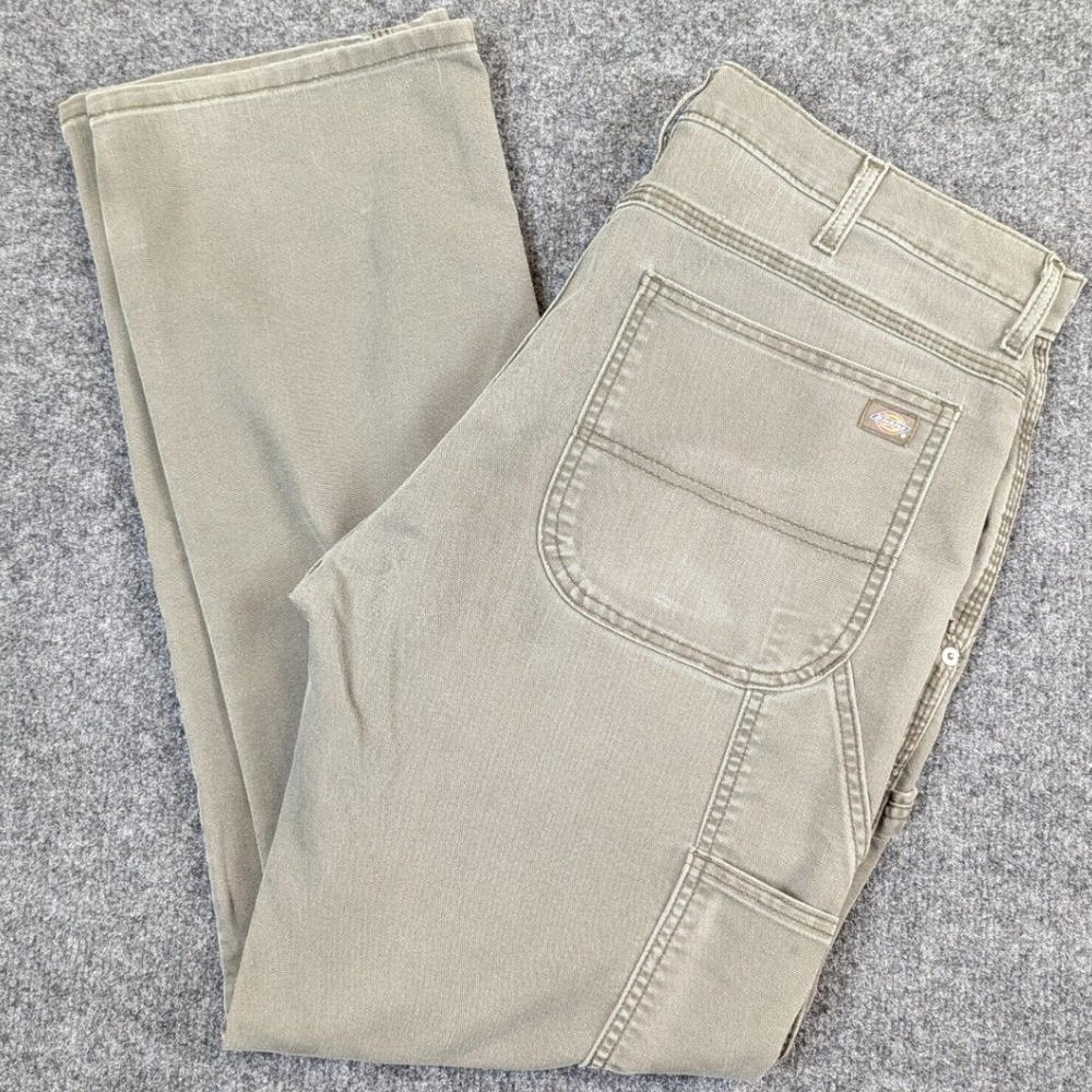 Dickies Flex Regular Fit Carpenter Pants Mens 36x32 Olive Khaki Canvas Workwear